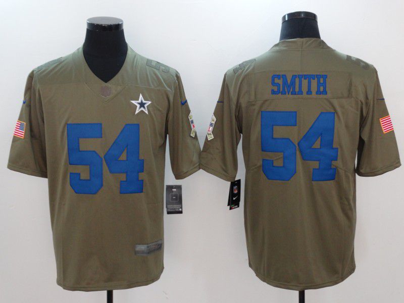 Men Dallas Cowboys #54 Smith Blue Nike Olive Salute To Service Limited NFL Jersey